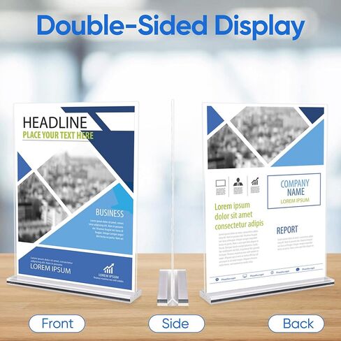 Acrylic Sign Holder 8.5 x 11, 3 Pack Clear Double Side T Shape Acrylic Table Sign Stands for Displaying, Flyer Holder Paper Card Holder for Office Business Store Restaurants in Saudi Arabia