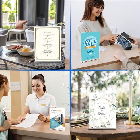 Acrylic Sign Holder 8.5 x 11, 3 Pack Clear Double Side T Shape Acrylic Table Sign Stands for Displaying, Flyer Holder Paper Card Holder for Office Business Store Restaurants in Saudi Arabia