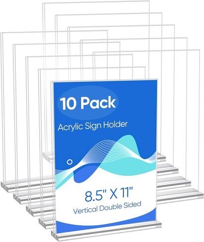 Acrylic Sign Holder 8.5 x 11, 3 Pack Clear Double Side T Shape Acrylic Table Sign Stands for Displaying, Flyer Holder Paper Card Holder for Office Business Store Restaurants in Saudi Arabia