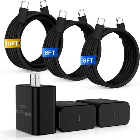 iPhone 16 Pro Max Charger Fast Charging, 45W Super Fast USB C Charger for iPhone 16 15 [6FT+6FT+10FT] Type C Charger Cord with Fast Charger Block for iPhone 16/16 Pro Max/15/15 Pro Max/iPad/ GalaxyS24 in Saudi Arabia