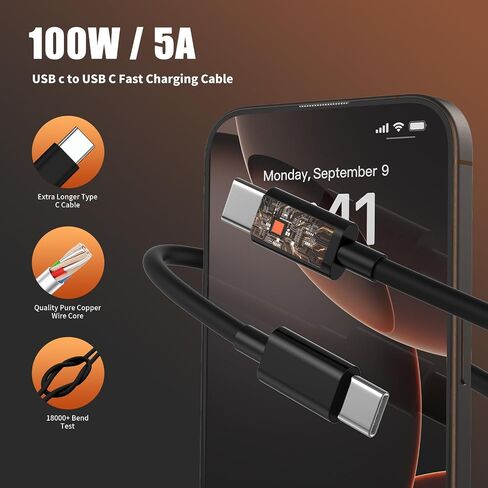 iPhone 16 Pro Max Charger Fast Charging, 45W Super Fast USB C Charger for iPhone 16 15 [6FT+6FT+10FT] Type C Charger Cord with Fast Charger Block for iPhone 16/16 Pro Max/15/15 Pro Max/iPad/ GalaxyS24 in Saudi Arabia