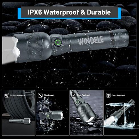 Rechargeable Flashlights High Lumens,Super Bright Powerful Flashlights with 5 Mode,Zoomable,IPX6 Waterproof,Pocket Flashlight for Home,Emergencies,Camping (2 Pack) in Saudi Arabia