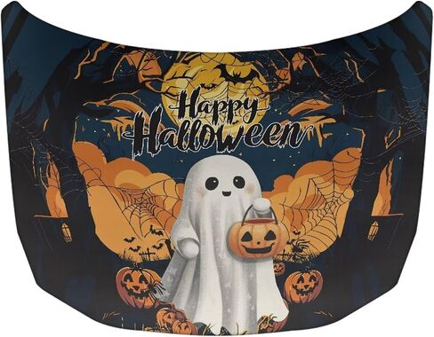 Halloween Design Car Hood Cover Protector 59×39 Inch Stretchable Auto Hood Wraps Waterproof Automotive Exterior Accessories for Most SUV Sedans Trucks in Kuwait