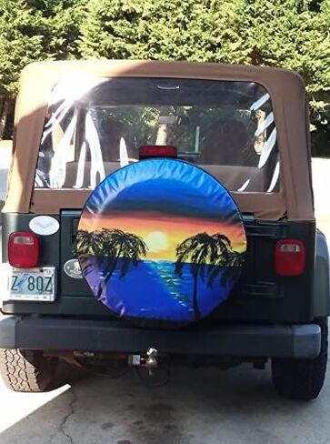 غطاء عجلة الإطارات من Sunset Palm Treesspare للعربة ، RV ، منزل متنقل ، 4x4 والمزيد in Kuwait