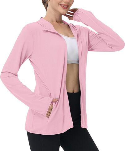 Sun Protection Jacket for Women UPF 50+ Lightweight Long Sleeve Summer Hoodie Athletic Hiking UV Shirts with Pockets in Saudi Arabia