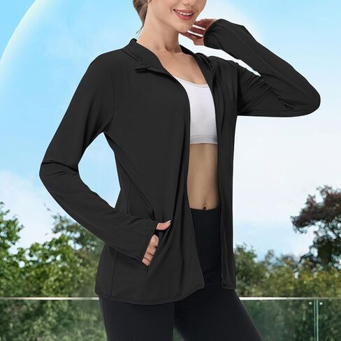 Sun Protection Jacket for Women UPF 50+ Lightweight Long Sleeve Summer Hoodie Athletic Hiking UV Shirts with Pockets in Saudi Arabia