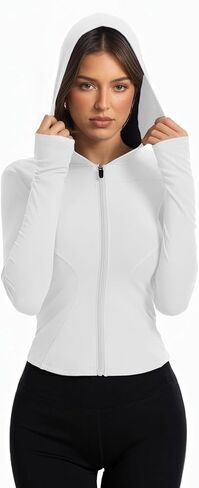 Women Bbl Jackets with Hood Compression Workout Tops Lined or Unlined Lightweight Yoga Gym Jacket with Thumb Hole in Saudi Arabia