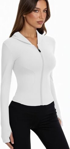 Women Bbl Jackets with Hood Compression Workout Tops Lined or Unlined Lightweight Yoga Gym Jacket with Thumb Hole in Saudi Arabia