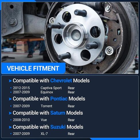 Autoround 512358 Rear Wheel Bearing and Hub Assembly Fit for Chevy Equinox & Pontiac Torrent & Suzuki XL 2007-2009, Saturn Vue 2008-2010, Chevrolet Captiva Sport 2012-2015, 5 Lugs w/ABS in Saudi Arabia
