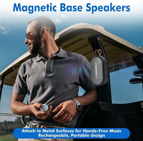 Magnetic Bluetooth Speaker with HD Sound, Portable Wireless, IP66 Waterproof, 18H Playtime, TWS Pairing, BT5.3 – Perfect for Home, Golfing, Jobsite, and Outdoors in Saudi Arabia