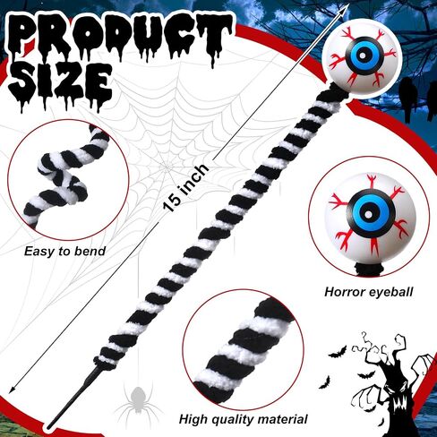 6 Pcs 15 Inch Halloween Eyeballs Sandworm Decoration Halloween Artificial Floral Picks Realistic Scary Branch Picks for Home Party Eyeball Trick or Treat Supplies(Black and White) in Saudi Arabia