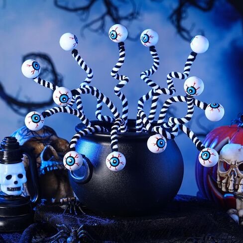 6 Pcs 15 Inch Halloween Eyeballs Sandworm Decoration Halloween Artificial Floral Picks Realistic Scary Branch Picks for Home Party Eyeball Trick or Treat Supplies(Black and White) in Saudi Arabia