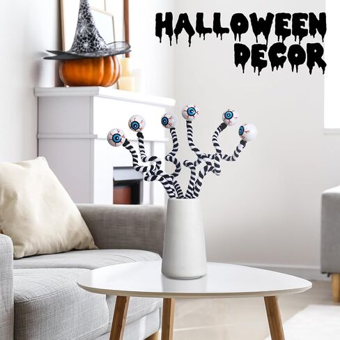 6 Pcs 15 Inch Halloween Eyeballs Sandworm Decoration Halloween Artificial Floral Picks Realistic Scary Branch Picks for Home Party Eyeball Trick or Treat Supplies(Black and White) in Saudi Arabia