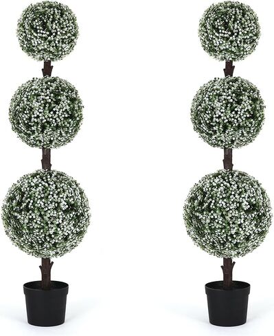 4 'Boxwood Ball Tree - نبات مصطنع في الهواء الطلق ، وأشعة فوق البنفسجية ومقاومة للماء ، يعزز الفناء أو ديكور الشرفة in Kuwait