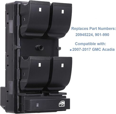 Master Window Switch Control Button Front Left Driver Side Compatible with GMC Acadia 2007-2016 Replace OEM 20945224 901-990 in Saudi Arabia