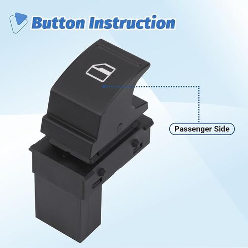 Door Power Window Switch Passenger Side Control Button Compatible with 2003-2015 Volkswagen VW Golf EOS Jetta Passat Rabbit Tiguan Polo Caddy Sharan Touareg Replaces OEM 5ND959855 7L6959855B in Saudi Arabia
