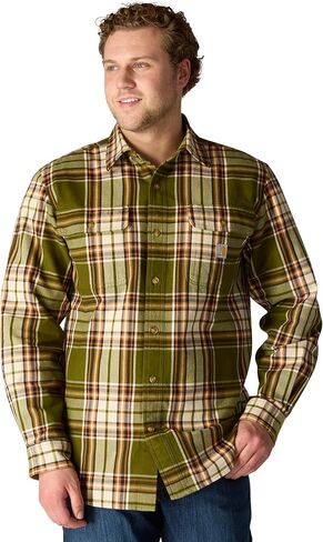 Carhartt Men's Loose Fit Heavyweight Flannel Long-Sleeve Plaid Shirt in Saudi Arabia