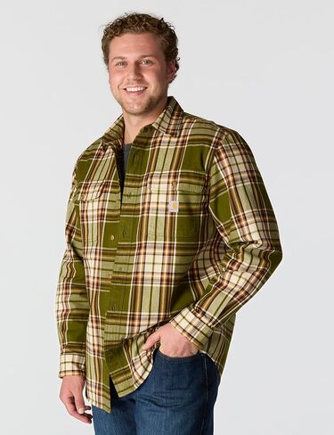 Carhartt Men's Loose Fit Heavyweight Flannel Long-Sleeve Plaid Shirt in Saudi Arabia