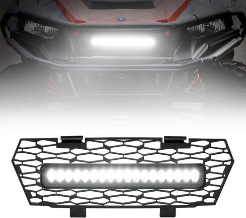 A & UTV PRO MESH GRILLE Insert مع حارس المبرد LED LED LID LID لـ PORLIS General 1000/4 1000 / XP 1000 / XP 4 1000 2016-2023 ، مستحضرات سوداء مقاومة للماء in Saudi Arabia