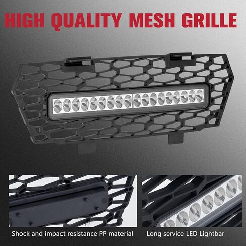 A & UTV PRO MESH GRILLE Insert مع حارس المبرد LED LED LID LID لـ PORLIS General 1000/4 1000 / XP 1000 / XP 4 1000 2016-2023 ، مستحضرات سوداء مقاومة للماء in Saudi Arabia