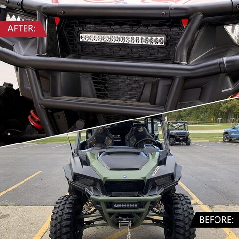 A & UTV PRO MESH GRILLE Insert مع حارس المبرد LED LED LID LID لـ PORLIS General 1000/4 1000 / XP 1000 / XP 4 1000 2016-2023 ، مستحضرات سوداء مقاومة للماء in Saudi Arabia