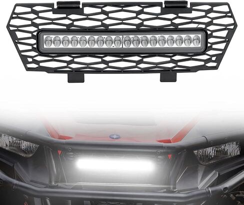A & UTV PRO MESH GRILLE Insert مع حارس المبرد LED LED LID LID لـ PORLIS General 1000/4 1000 / XP 1000 / XP 4 1000 2016-2023 ، مستحضرات سوداء مقاومة للماء in Saudi Arabia