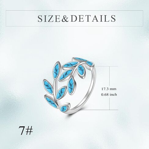 خاتم ورقة KZX للنساء S925 Sterling Silver Opal/Fringquoise Leaf Open Ring Jewelry Higds for Mother For Mother in Saudi Arabia