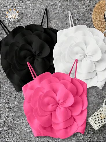 GORGLITTER Women's 3 Pack Flower Crop Tops Casual Floral Backless Sleeveless Cute Summer Dressy Going Out Tank Tops 2025 in Saudi Arabia