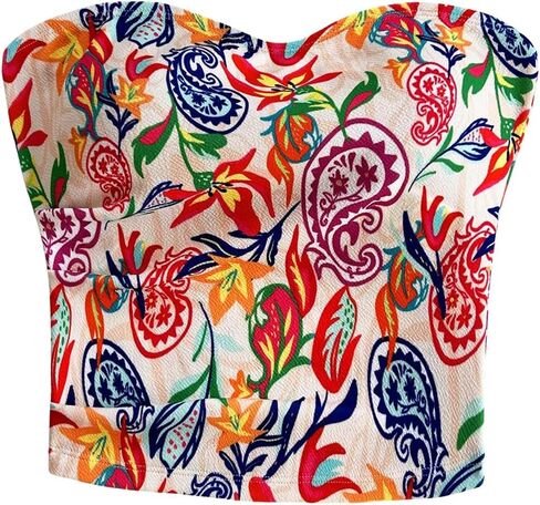 SOLY HUX Women's Plus Size Tube Top Paisley Print Strapless Sleeveless Summer Bandeau Crop Tops in Saudi Arabia