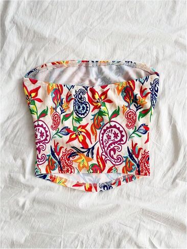 SOLY HUX Women's Plus Size Tube Top Paisley Print Strapless Sleeveless Summer Bandeau Crop Tops in Saudi Arabia