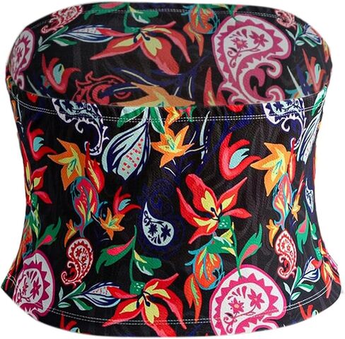 Soly Hux Women's Plus Tube Top Paisley Print Britlessless Summer Bandeau Tops in Kuwait