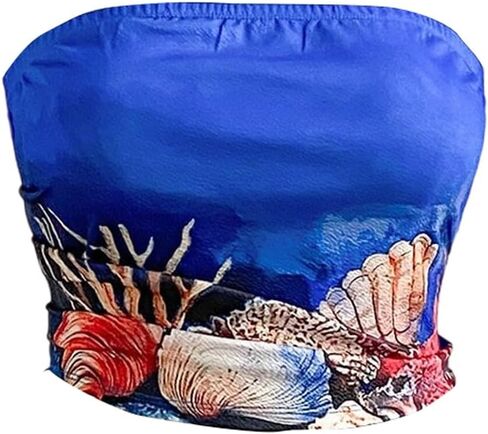 Soly Hux Women's Plus Tube Top Paisley Print Britlessless Summer Bandeau Tops in Kuwait