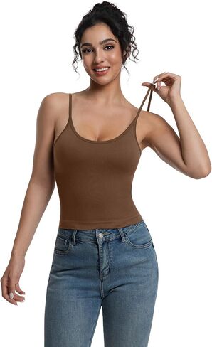 3 Pack Women Basic Scoop Neck Tank Top Summer Going Out Cami Shirt Double Lined Adjustable Camisole Top in Kuwait
