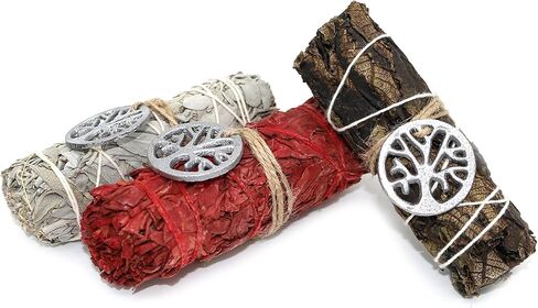 عصي الروح 4 بوصة 3 حزمة متنوعة سحر Sage Smudge Stick مع دليل تلطيخ لتطهير المنزل والتأمل والطقوس (شجرة الحياة) in Kuwait