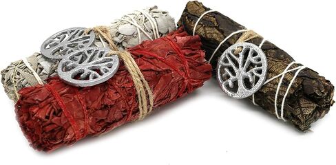 عصي الروح 4 بوصة 3 حزمة متنوعة سحر Sage Smudge Stick مع دليل تلطيخ لتطهير المنزل والتأمل والطقوس (شجرة الحياة) in Kuwait