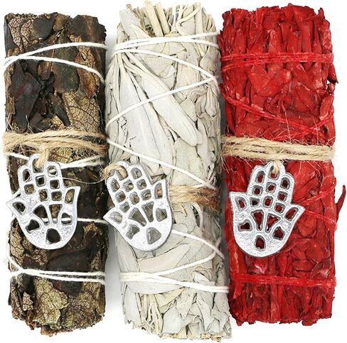 عصي الروح 4 بوصة 3 حزمة متنوعة سحر Sage Smudge Stick مع دليل تلطيخ لتطهير المنزل والتأمل والطقوس (شجرة الحياة) in Kuwait