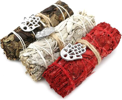 عصي الروح 4 بوصة 3 حزمة متنوعة سحر Sage Smudge Stick مع دليل تلطيخ لتطهير المنزل والتأمل والطقوس (شجرة الحياة) in Kuwait