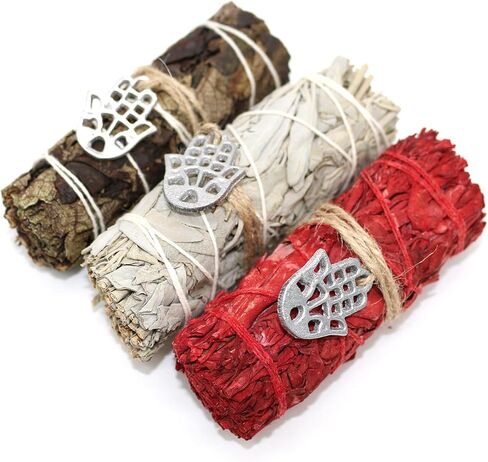 عصي الروح 4 بوصة 3 حزمة متنوعة سحر Sage Smudge Stick مع دليل تلطيخ لتطهير المنزل والتأمل والطقوس (شجرة الحياة) in Kuwait