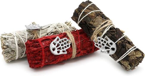 عصي الروح 4 بوصة 3 حزمة متنوعة سحر Sage Smudge Stick مع دليل تلطيخ لتطهير المنزل والتأمل والطقوس (شجرة الحياة) in Kuwait