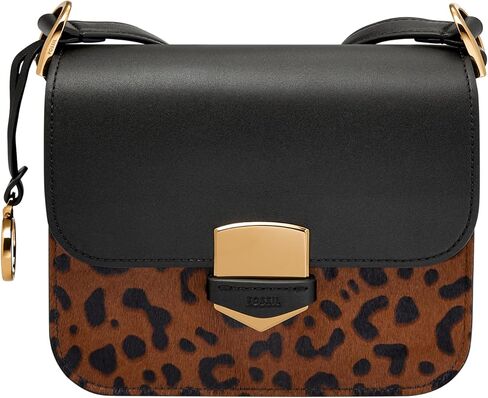 Fossil Lennox Crossbody Bag, Black/Leopard Haircalf in Saudi Arabia