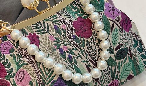 Vintage Embroidered Flower Handbag Retro Pearl Chain Crossbody Bag Clutch Kiss Lock Top Handle Shoulder Purse Wallet 2025 in Saudi Arabia