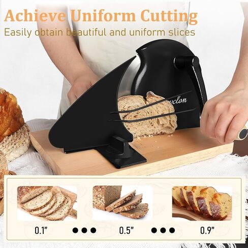 قطاعة خبز يدوية لخبز العجين المخمر محلي الصنع، سمك قابل للتعديل، تقطيع متساوي، قطاعة خبز كرنك يدوية مع خط مقياس وكوب شفط، شفرة حادة، مناسبة للعجين المخمر والخبز القشري، إلخ in Kuwait