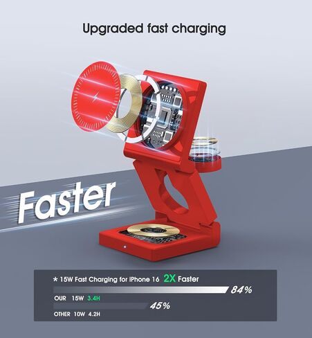 3 in 1 Wireless Charging Station for Apple Multple Devices - Foldable Magnetic Wireless Charger Dock -Travel 18W Charging Pad for iPhone 16 15 14 13 12 Pro/Pro Max/Plus/Watch & Airpods All Series in Saudi Arabia