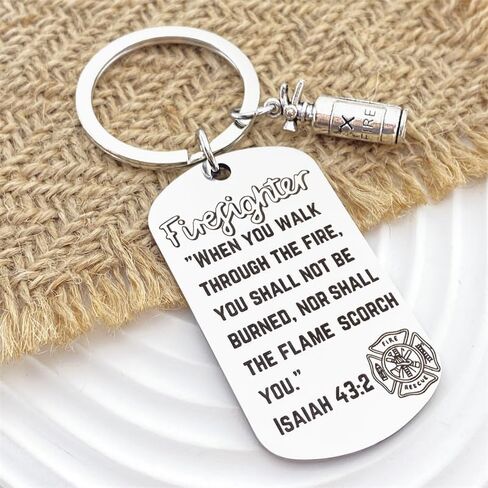 Firefighters Prayer Keychain Bible Verse Firefighter Gift for Men Women Adults Son Husband Boyfriend Firefighter Graduation in Saudi Arabia