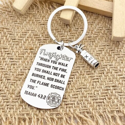 Firefighters Prayer Keychain Bible Verse Firefighter Gift for Men Women Adults Son Husband Boyfriend Firefighter Graduation in Saudi Arabia