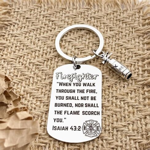 Firefighters Prayer Keychain Bible Verse Firefighter Gift for Men Women Adults Son Husband Boyfriend Firefighter Graduation in Saudi Arabia