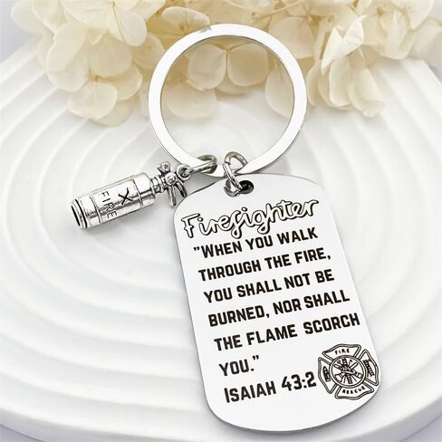 Firefighters Prayer Keychain Bible Verse Firefighter Gift for Men Women Adults Son Husband Boyfriend Firefighter Graduation in Saudi Arabia