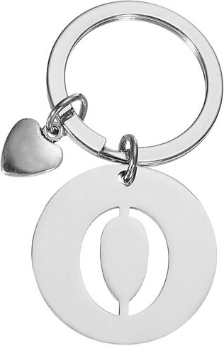 PATIKIL Initial Letter Keychain, Stainless Steel Disc Letter A-Z Charm Keychain Cute Metal Heart Alphabet Keyring for Keys Handbag Purse Backpack, Silver (M) in Saudi Arabia