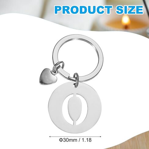 PATIKIL Initial Letter Keychain, Stainless Steel Disc Letter A-Z Charm Keychain Cute Metal Heart Alphabet Keyring for Keys Handbag Purse Backpack, Silver (M) in Saudi Arabia