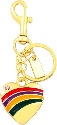 Rainbow Heart Bag Charm Keychain - Purse Charms for Handbag Accessories - Cute Key Chain for Women in Kuwait